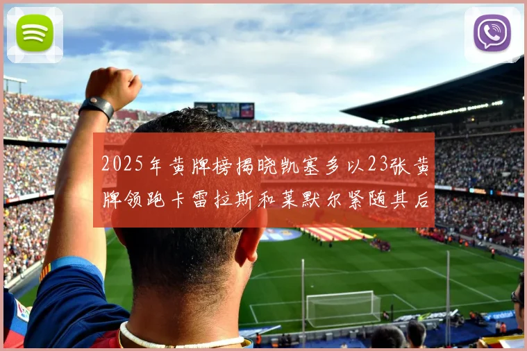 2025年黄牌榜揭晓凯塞多以23张黄牌领跑卡雷拉斯和莱默尔紧随其后